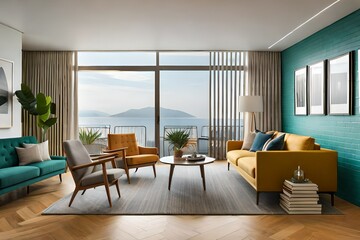 modern living room with wood furniture