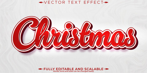 Editable text effect merry christmas, 3d and new year font style