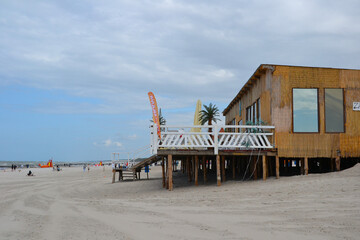 Leba, Poland. Leba sand beach with beach club and beach bar