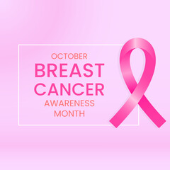 shiny pink ribbon. greeting card design for october breast cancer awareness month. simple, minimal ,color. used for poster, banner