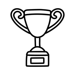 Trophy sketch doodle. Hand drawn winners prize on white background.