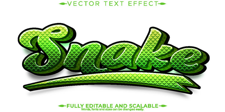Snake green text effect, editable viper and cobra font style