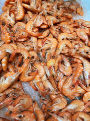 Fresh shrimp at a market stall