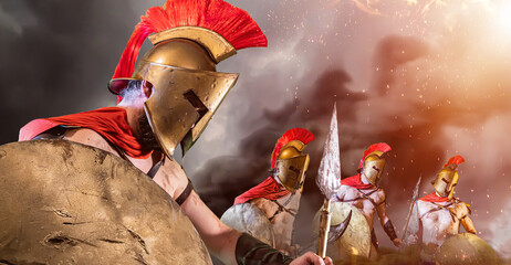 Spartan soldiers from the army ancient greece