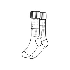 Doodle outline socks isolated on white background.