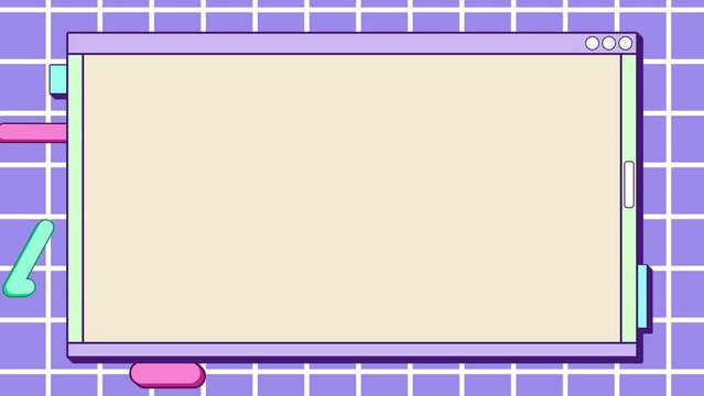 Abstract retro style 80-90s frame computer window background.