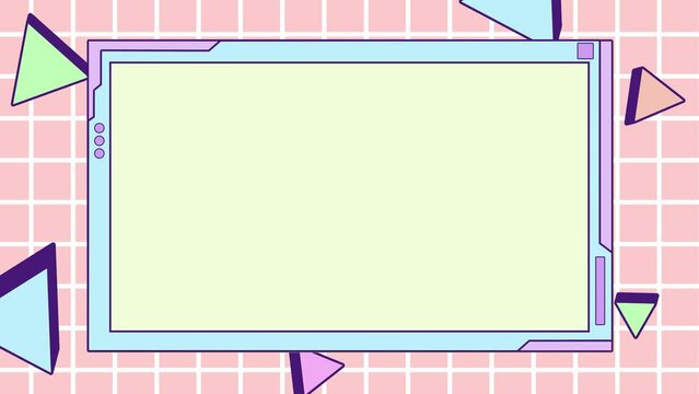 Abstract retro style 80-90s frame computer window background.