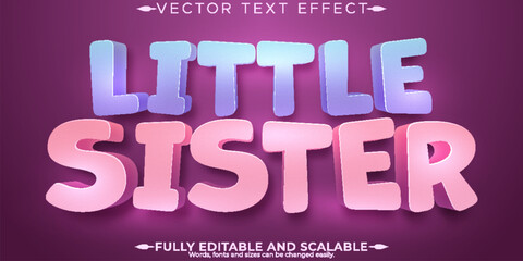 Editable text effect, little sister text style