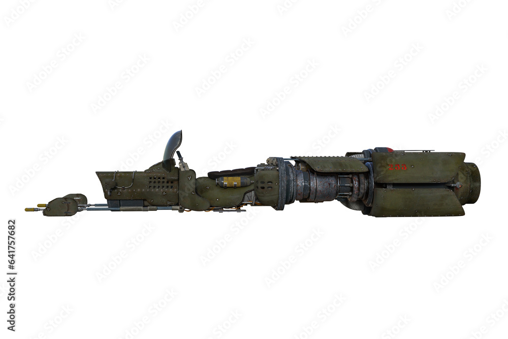 Poster futuristic science fiction jet powered hover bike. 3d rendering isolated.