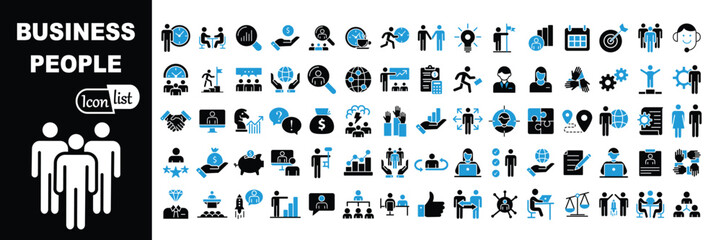 Business people, human resources, office management - web icon set .Simple vector illustration.	
