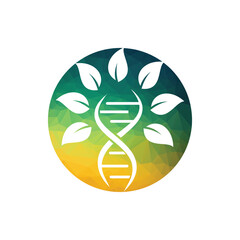 DNA tree vector logo design. DNA with green leaves vector logo design.	