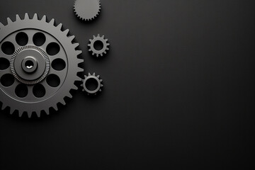 Abstract gear wheel mechanism background, machine and engineering tool equipment technology, black and white