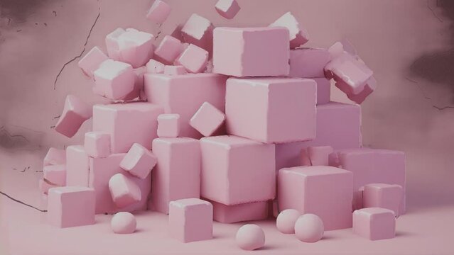 Up to 4K resolution, Pink cube object, Generative AI and blender