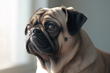 Portrait of pug dog. 