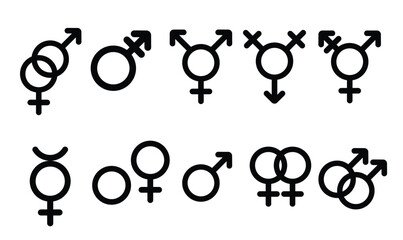 geschlechter symbole. Vector illustration of gender symbols. Male and female icon set.
