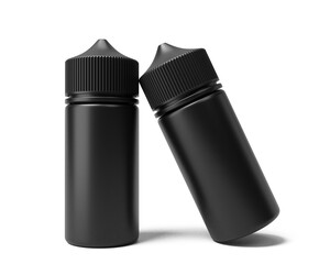 Black clear Chubby gorilla bottle, e liquid bottle isolated on transparent background, prepared for mockup, 3D render.