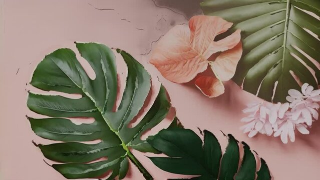 Up to 4K resolution, Leaves in pop colors, Generative AI and blender