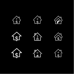 Obraz premium Dollar with house icon black background