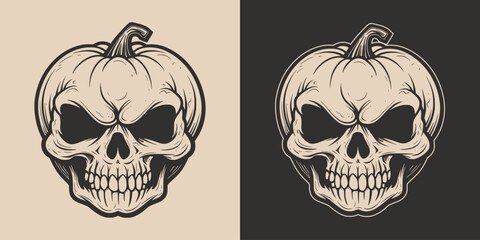 Vintage retro Halloween bat bird spooky scary horror element. Monochrome Graphic Art. Vector. Hand drawn element in engraving. style