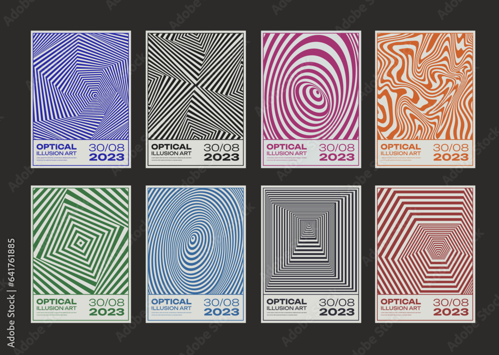 Poster set of minimalist abstract posters. meta modern covers. swiss design pattern. futuristic geometric c