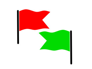 green and red flag vector on white background