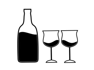 wine bottle and glass vector with trendy design