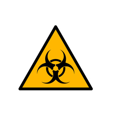 biohazard symbol in yellow triangle