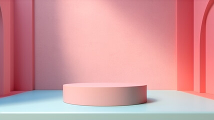 3d Pastel podium for your product. Generative AI.