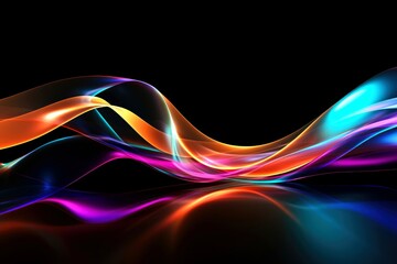 Naklejka premium Abstract multicolor wavy line of light, neon glowing lines, magic energy space light concept, abstract background wallpaper design