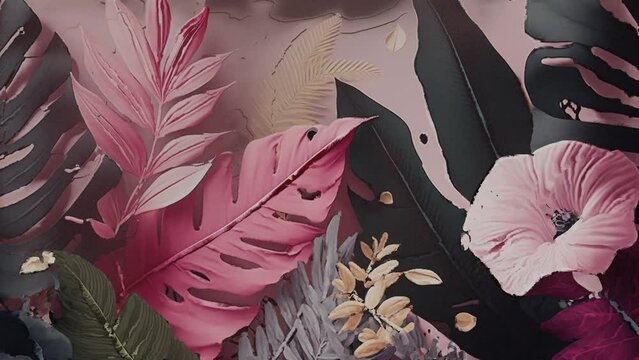Up to 4K resolution, Leaves in pop colors, Generative AI and blender