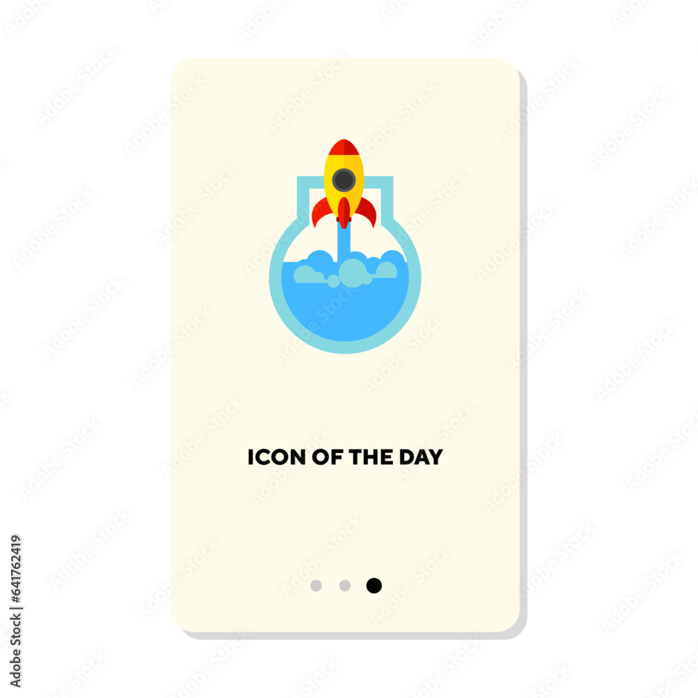 Poster launching rocket flat vector icon. rocketship isolated vector. production and technology concept. ve