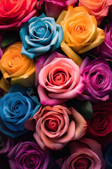 Beautiful and colorful bouquet of roses