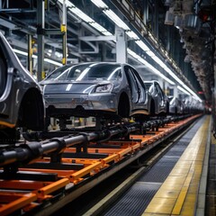 Conveyor line for the production of passenger cars