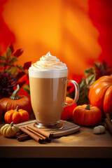 Pumpkin spice latte coffee for autumn