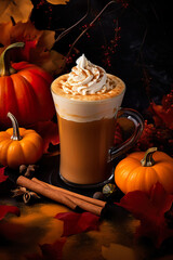 Delicious pumpkin spice latte for autumn fall season
