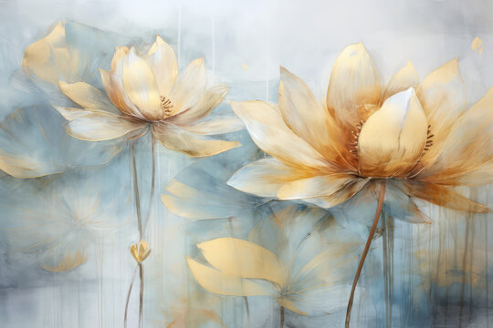 abstract lotus flowers picture, generative AI