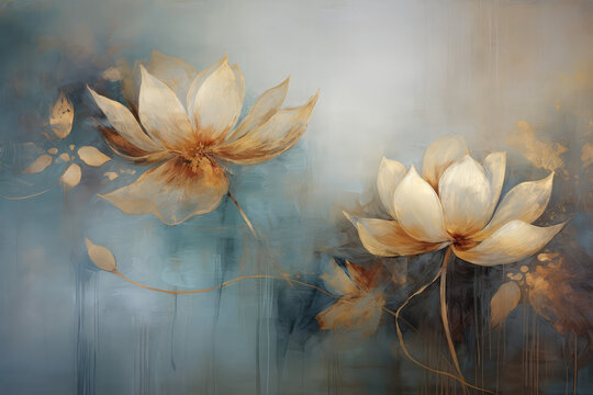 abstract lotus flowers picture, generative AI