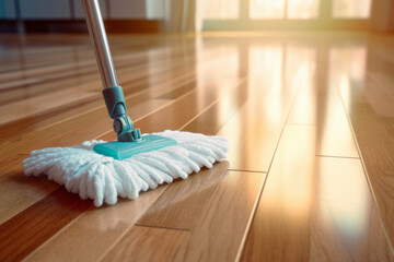 Floor mop. Mopping the floor.generative ai
