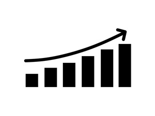 business graph with arrow.business growth chart illustration.rising financial data icon