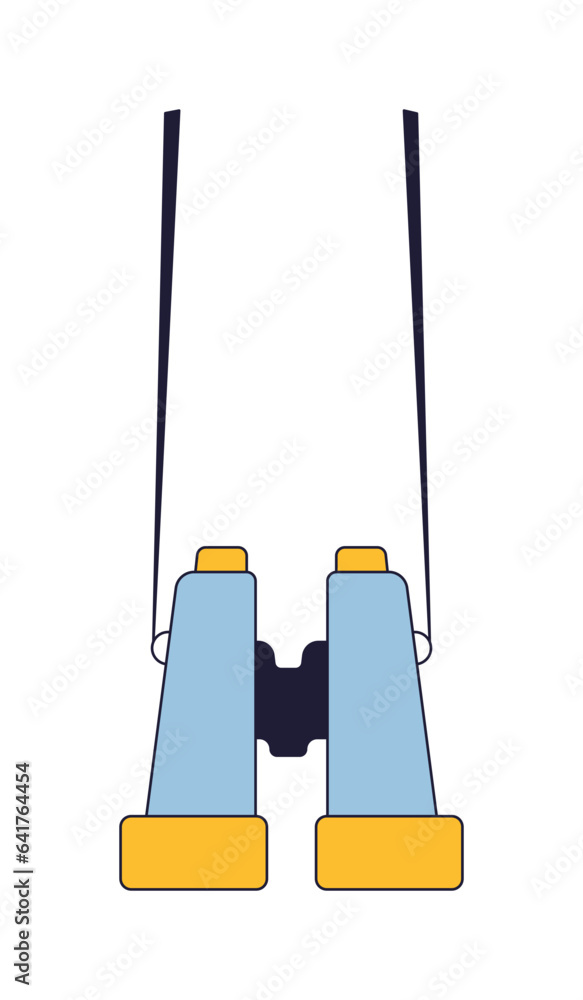 Poster binoculars flat line color isolated vector object. optical instrument. editable clip art image on wh