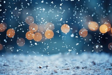 Snowflakes and Bokeh Lights, Winter Theme Background, Space for Text Overlay, Soft Focus - Winter Glow - AI Generated