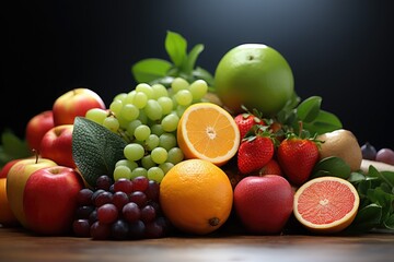 Naklejka na ściany i meble variety of fruits - health choices - AI Generated