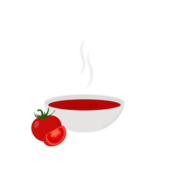 Tomato soup, fresh vegetarian soup with ripe tomato