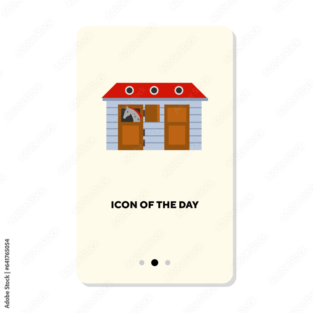 Poster horse race flat icon. horse stable building isolated vector sign. riding and contest concept. vector