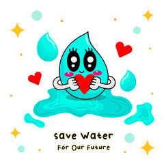 Save Water Character Earth For Environment Day Purpose