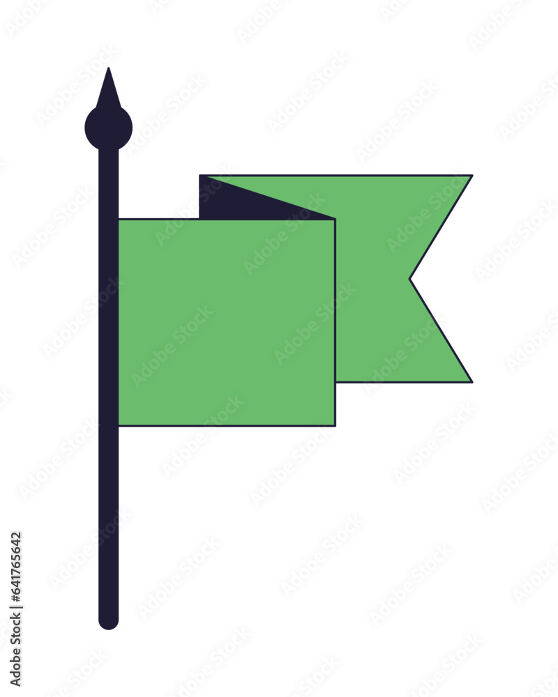 Poster flag waving flat line color isolated vector object. editable clip art image on white background. sim