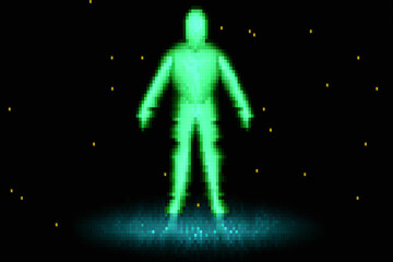 Generative ai pixel art fantasy game characters in halloween suits isolated background