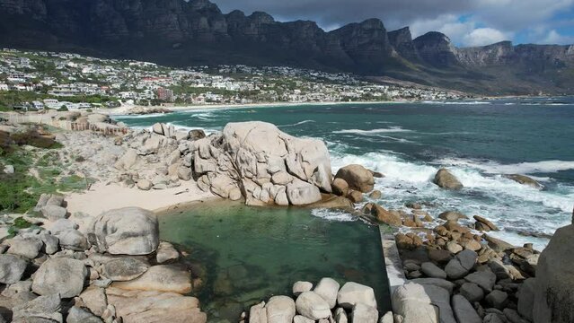 Aerial View of Maiden's Cove Tidal Pool in Clifton, Cape Town, South Africa