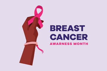 International breast cancer awareness month concept. Colored flat vector illustration isolated. 