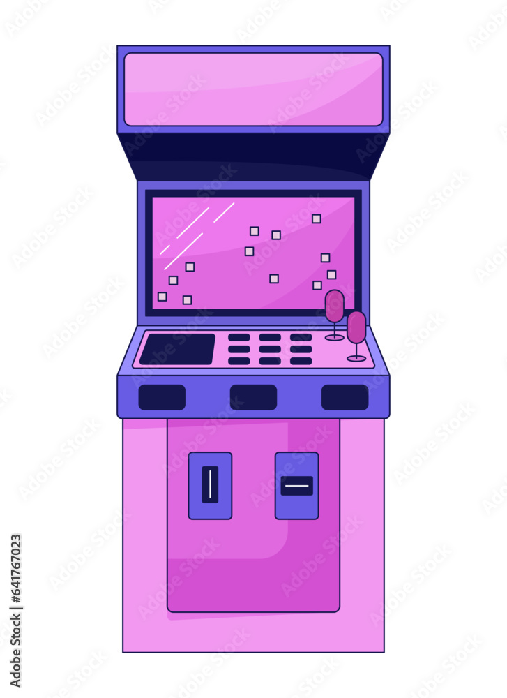 Aufkleber arcade video game machine flat line color isolated vector object. old school. editable clip art imag